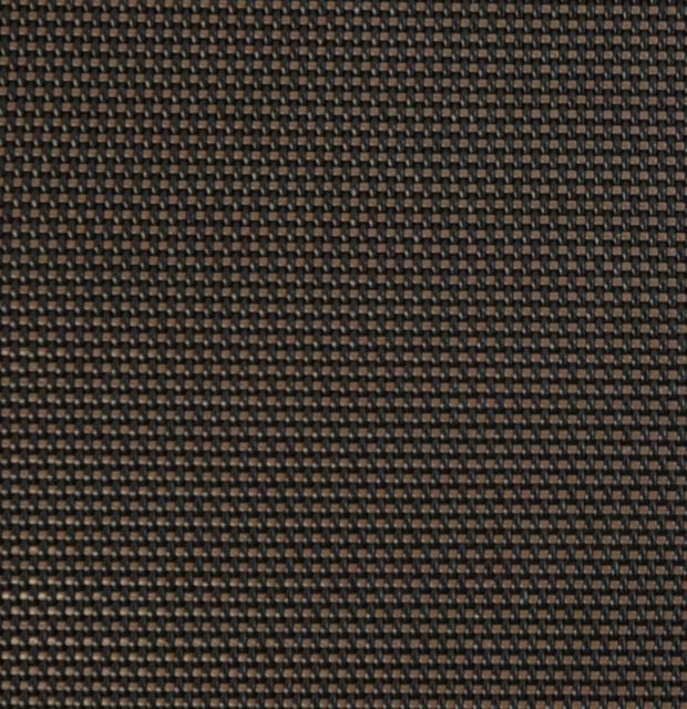Bronze hurricane screen fabric with a brown and dark woven texture